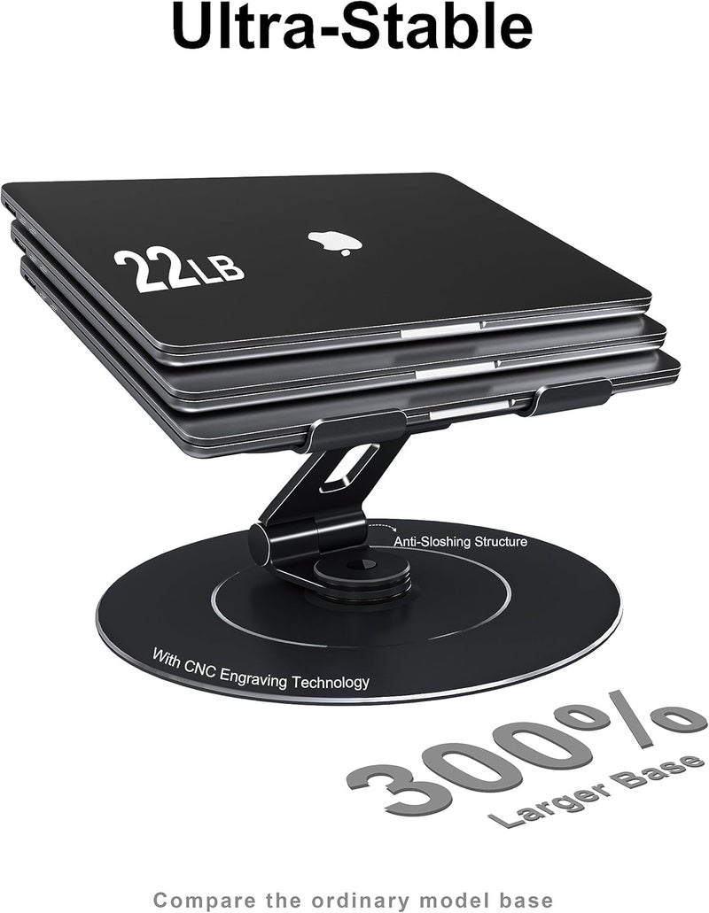 LOXP Ultra-Stable Laptop Stand for Desk with Larger Base, Desktop Organizer, Military-Grade Aluminum Anti-Loosening Structure - Height Adjustable Laptop Suitable for 10-17.3 inch - Image 3